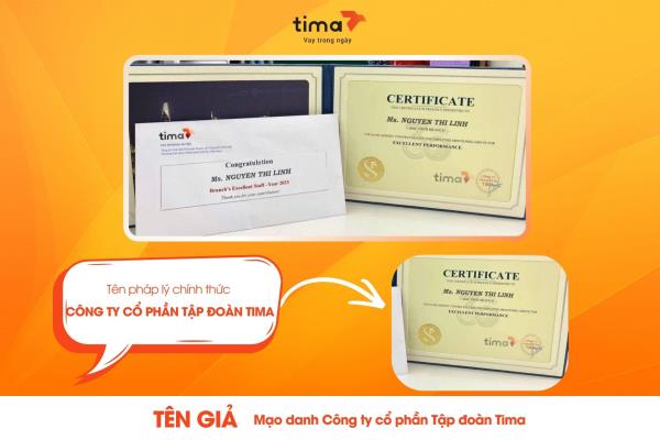 Đối tượng dùng tên giả: Mạo danh tên Công ty cổ phần Tập đoàn Tima