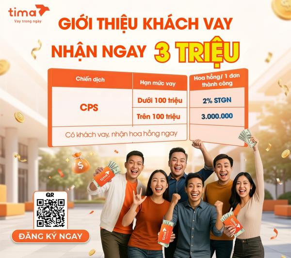 Giới thiệu khách vay nhận ngay hoa hồng 3.000.000Đ
