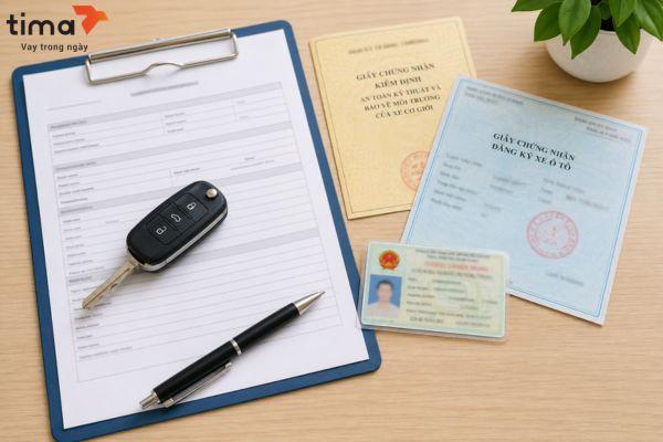 Hồ sơ vay thường gắn với giấy tờ cá nhân, đăng ký xe và các chứng từ liên quan đến phương tiện