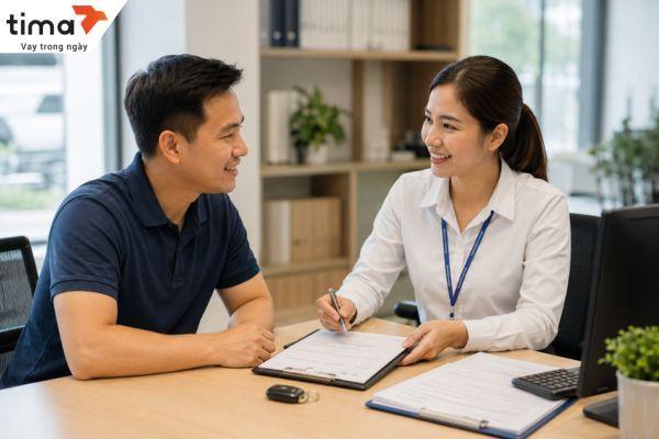 Khách hàng được tư vấn hồ sơ, hạn mức và phương án vay phù hợp dựa trên giá trị thực tế của ô tô