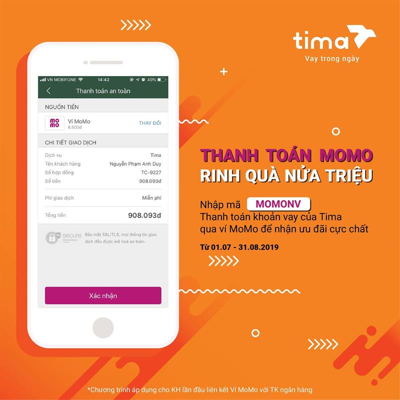 CƠ HỘI RINH NGAY NỬA TRIỆU TỪ VÍ MOMO DÀNH CHO KHÁCH VAY QUA SÀN TIMA